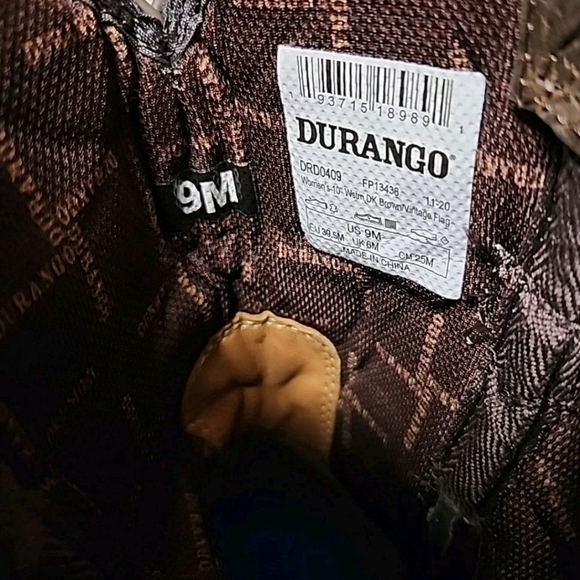 New Durango Lady Rebel 10" Brown Leather Vintage Flag Western Boots Womens 9M - Picture 14 of 16